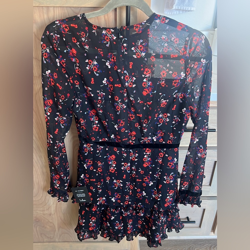 Lulu's Black and Red Floral Mini Dress